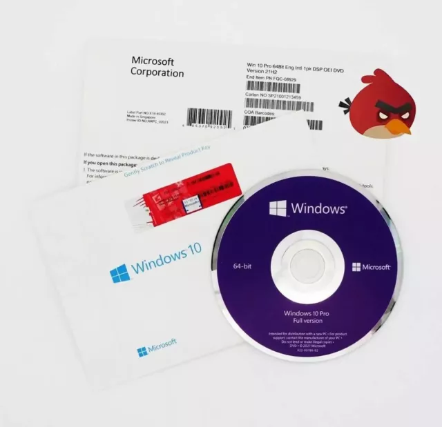 Microsoft Windows 10 Pro DVD + chiave inglese versione completa sigillato in fabbrica