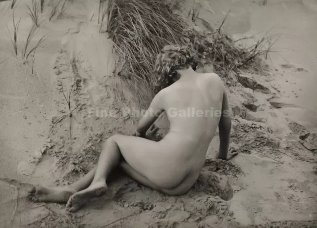 1925 Original MARCEL PAUL MEYS Female Nude Woman Sand Dune Art Deco Silver Photo