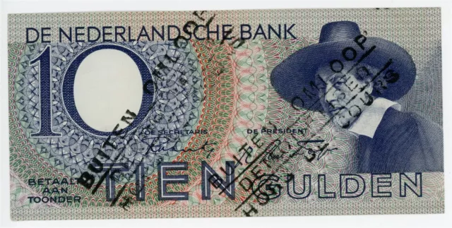 Netherlands 10 Gulden 1943 Overprint P-59 UNC