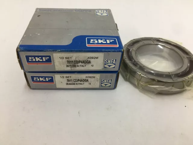 SKF 7011CDP4ADGA Angular Contact Bearing 55x90x18 mm 7011 CD P4 ADGA Italy Set