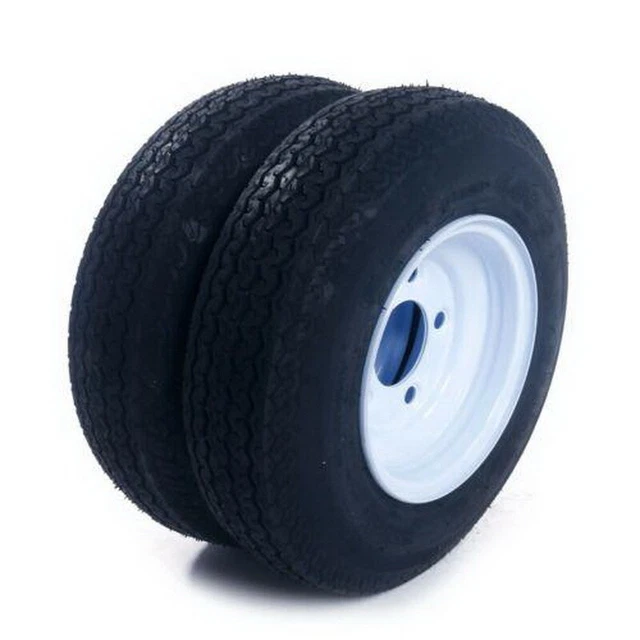 2pc Tralier Tires Tubeless 480-8 4.80 X 8 8" B 5 Lug Hole Bolt Wheel White 4 Ply