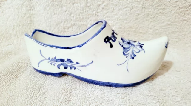 Portugal Porcelain Ashtray Dutch Clog Shoe Miniature Delft Blue Hand Painted 3