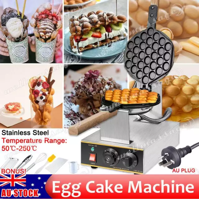 1400W Commercial Electric Puff Bubble Cake Waffle Egg Maker Machine Nonstick New