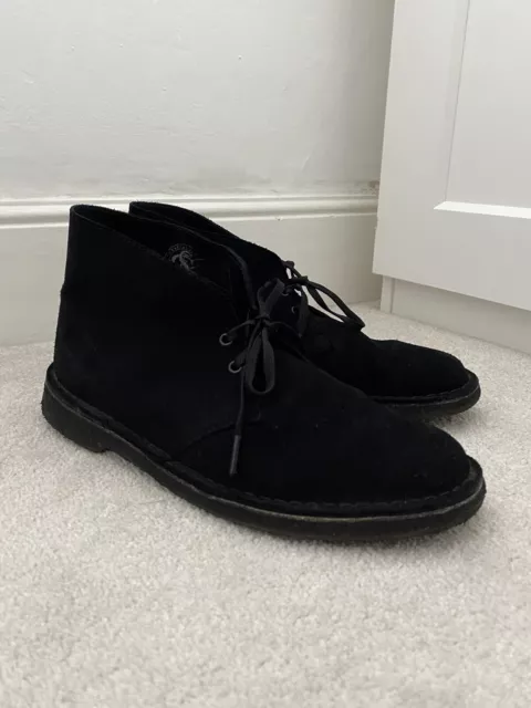 CLARKS SUEDE DESERT Boots - Black - UK 10 £25.00 - PicClick UK