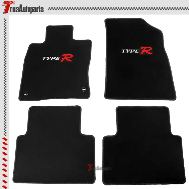 For 19-22 Honda Insight Front Rear Black Nylon Floor Mat Carpet & TypeR 4PC Set