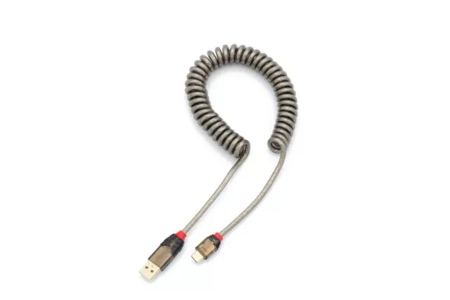 Lindy Usb-C Cable Wire Mechanical Keyboard Silver Brown Coiled Gold Plating 7