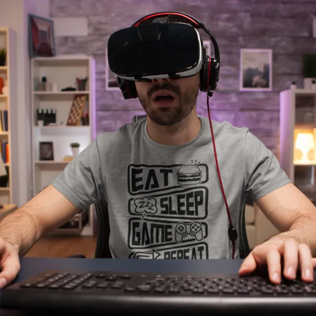 T-shirt Eat Sleep Game Repeat | Divertente console giocatore video regalo VR 3