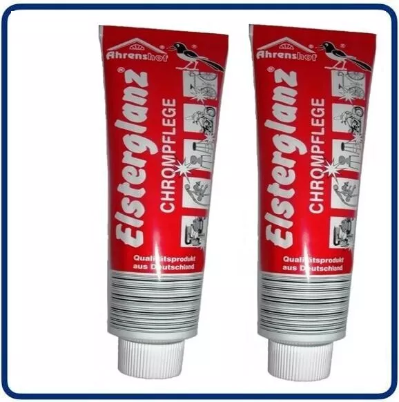 2x Elsterglanz Chrompflege 2x 150ml Tube Chrom Politur Paste Reinigung