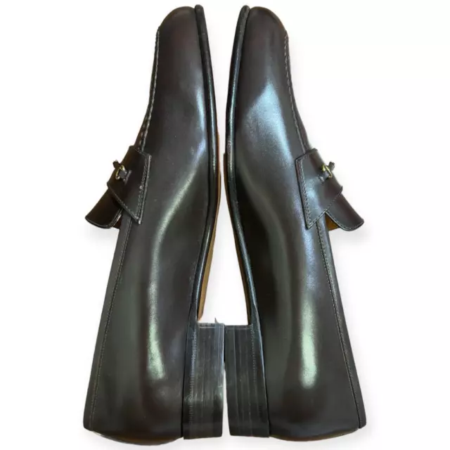 SALVATORE FERRAGAMO LOGO Plate Bit Loafers Dress Shoes Brown Leather ...