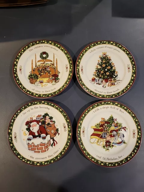 Portmeirion Studio A Christmas Story Series 1, Four 8” Salad Dessert Plates New