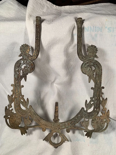 Antique B&H style Cast Iron Victorian Iron Horse Hanging Oil Lamp Harp c1880