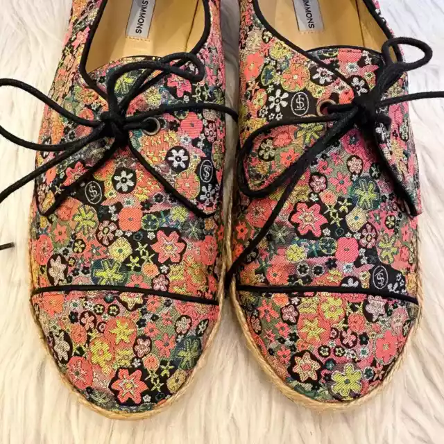 Tabitha Simmons Dolly Floral Silk Flats Espadrille Lace-Up Shoes Sneakers Size 7 2