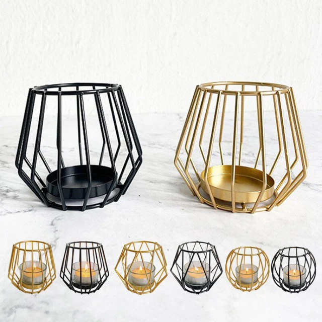 Iron Candlestick Geometric Candle Holder Metal Tea Light Holder Home Table Decor