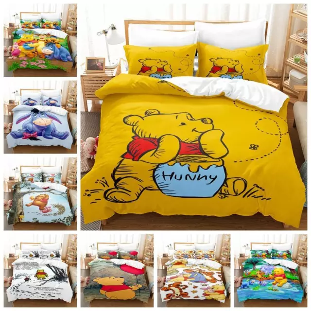 Winnie Pooh Doona Quilt Duvet Cover Set Pillowcase Single Double Queen Size Bed