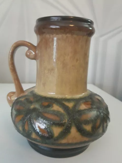 Vintage 1970's Strehla Keramik Fat Lava Flower 9012 German Pottery Vase Pitcher