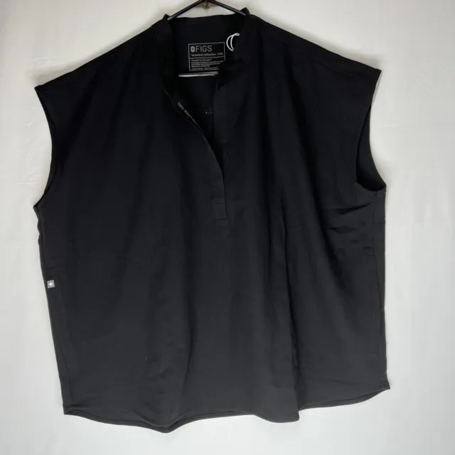 Figs Scrub Top XXL Rafaela Medical Uniform Shirt Pockets Capped Sleeve Black NWT