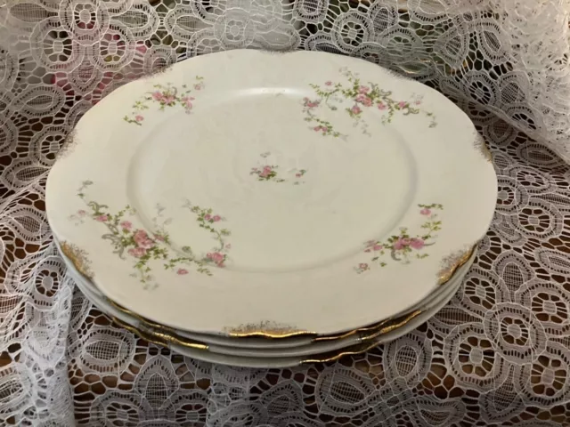 Warwick China Old Abbey / Princess Pattern 4 Dinner Plates