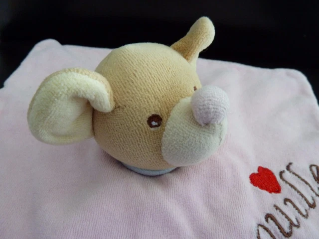 *. Doudou Plat Sandy Souris Rose Col Bleu Crapouille Coeur Rouge - Exc. Etat 2