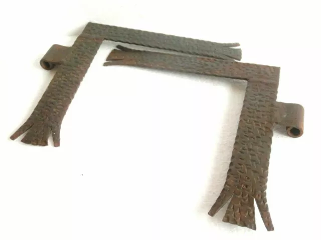 1930's ANTIQUE primitive barn HINGES hand forged wrought iron - Balkans folk art