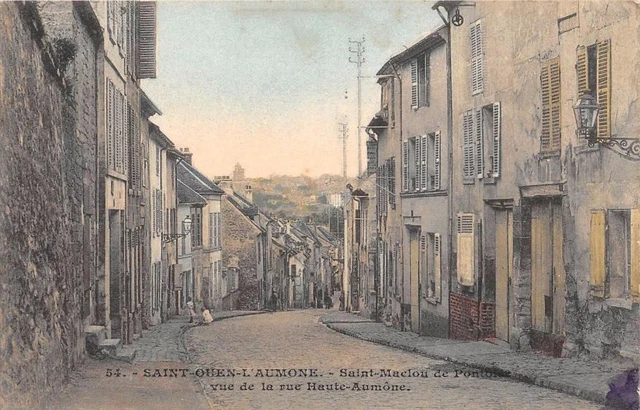 Cpa 95 Saint Ouen L'aumone Saint Maclou De Pontoise Vue De La Rue Haute Aumone