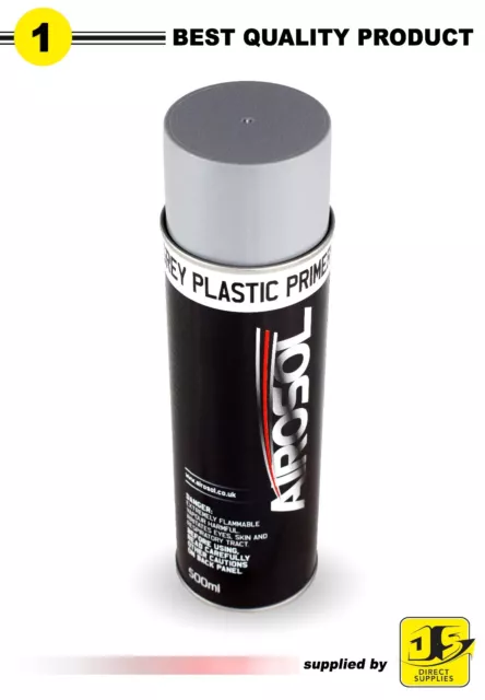 1 X Plastic Primer Paint 500ml Aerosol Spray Grey paint