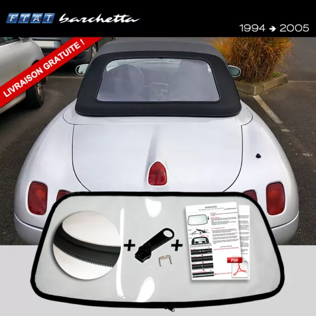 Lunette arrière Fiat Barchetta Cab cabriolet TRANSPARENT CLAIR fermeture éclair