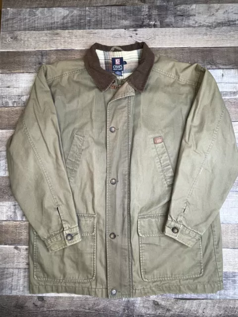 VTG Chaps Ralph Lauren Men L Barn Jacket Chore Coat Corduroy Flannel Lined 90s