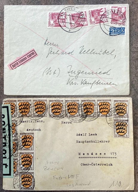 FRANZÖSISCHE ZONE 1945-1949 über 20 SCHÖNE BELEGE mit BESSEREN (W9171b
