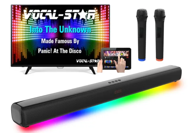 VS-VOCALBAR Karaoke Machine & Soundbar, 2 Wireless Microphones & Light Effects
