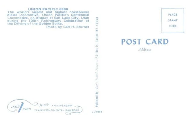 Union Pacific 6900 In 1969.Vtg Railroad Postcard*B1 2
