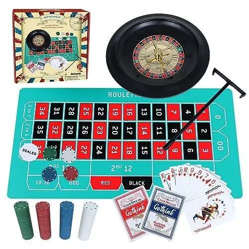 Roulette Wheel Game Set, Includes Roulette and Texas Hold’em Poker, Perfect