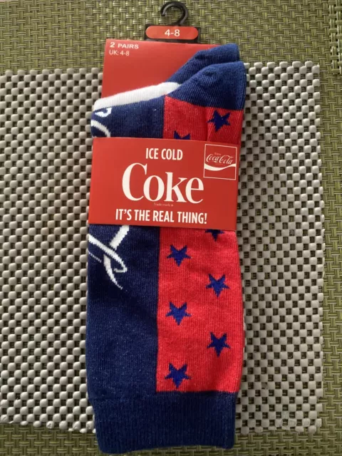 Coca-Cola Coke 2 Pack of Crew Adult Socks American Flag Patriot America Disney
