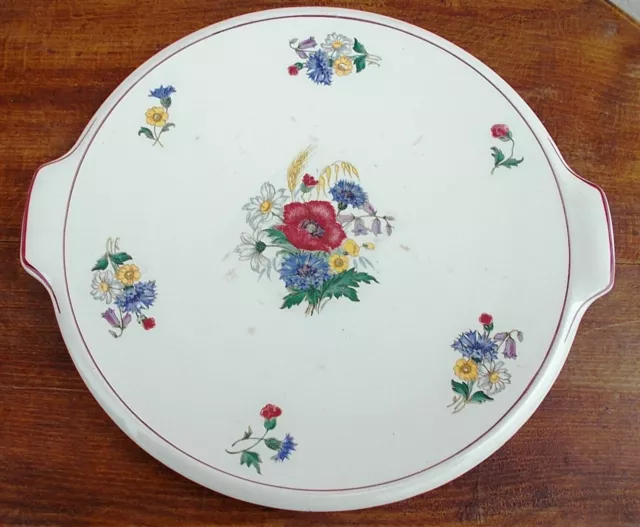 Plat à tarte, à gâteau, Agreste Sarreguemines, d 30 cm, décor fleuri, BE