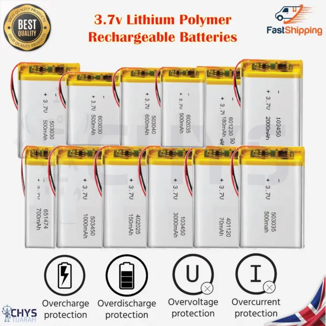 3.7V Lipo Li-Polymer Rechargeable Battery MP3, Camera, Recorder, Player, device