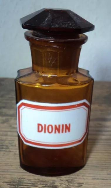 altes Apothekerglas Flasche Apotheke emailliert #40 DIONIN