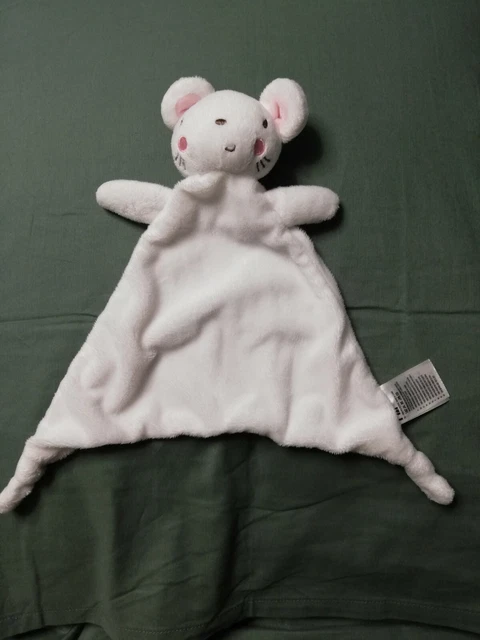 Doudou M  plat souris MOTHERCARE blanc rose forme triangle TBE