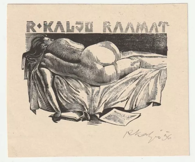 RICHARD KALJO: Eigen-Exlibris, Rückenakt