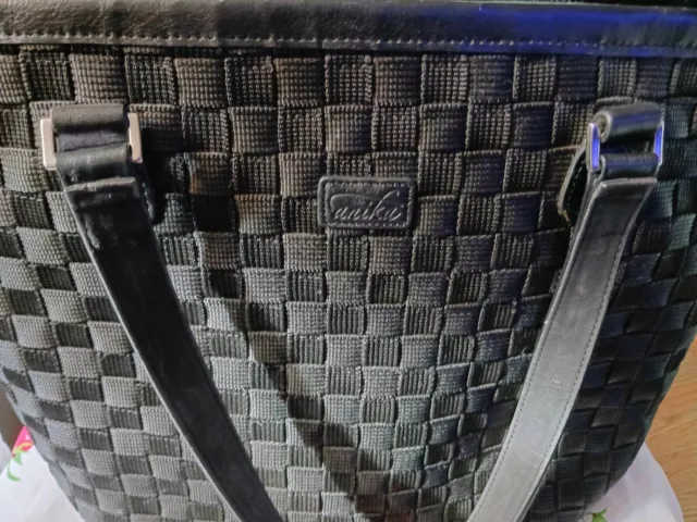 Large Anika Woven Cord Black Hobo Tote Shoulder Bag Handbag