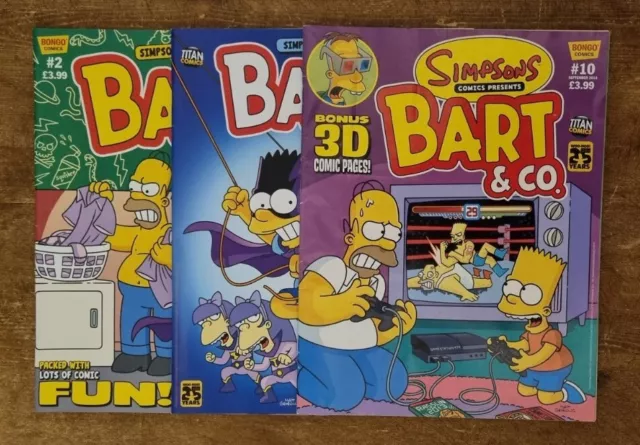 Bart & Co. The Simpsons Comics Bundle X3 Issues Bongo Titan Comics #2 #4 #10