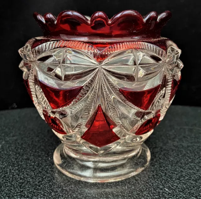 EAPG Riverside Glass Ruby-Stained Victoria Draped Red Top Spoon Holder