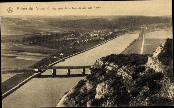 Namur Walloonian Houx postcard, ruins of Poilvache, view taken from the Tower... - 3990309