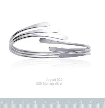 Bracelet Jonc Ovale Creux En Argent 925 Massif - Ouvrable, Diamètre 60-52/3mm - Marque Dolly-Bijoux