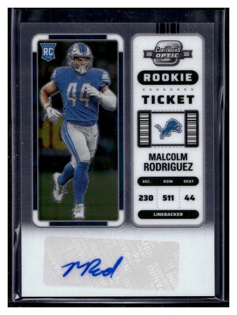 2022 Panini Contenders Optic Malcolm Rodriguez Rookie RC Auto Detroit Lions #187