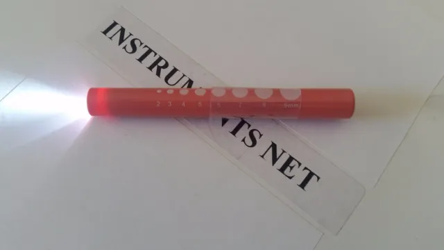 2 Reusable Aluminum LED PUPIL GAUGE Nurse Pen Light Medical Click Penlight Pink