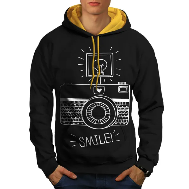 Wellcoda Camera Smile Photo Mens Contrast Hoodie, Technology Casual Jumper