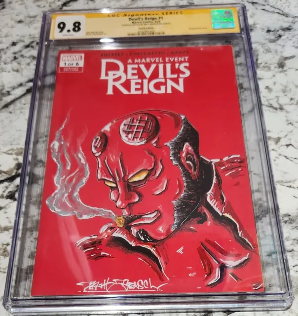 Devil's Reign #1 CGC SS 9.8 Red Blank Variant Original Hellboy Sketch & Signed