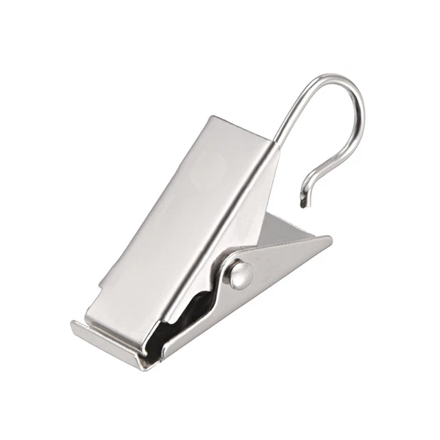 Curtain Clips Hooks Metal 1" Clip Length for Home Decoration Silver Tone 10 Pcs