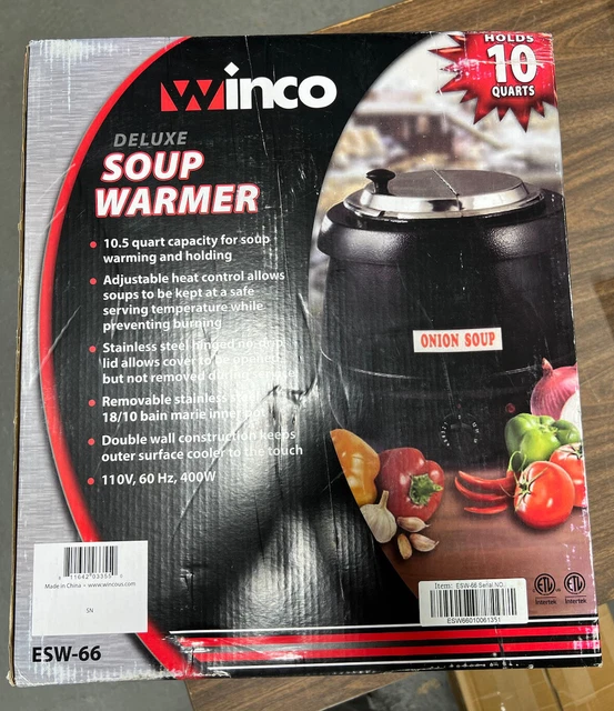 Winco Electric Commercial Soup Warmer ESW-66 10.5 Quart Black Stainless Catering