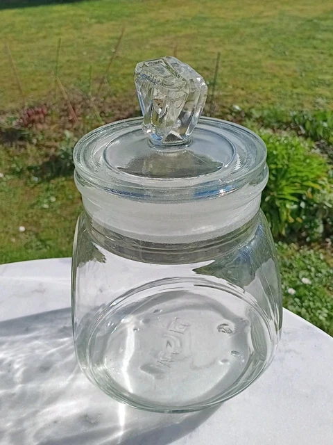 ANCIEN BOCAL VERRE Confiserie Bonbons Alimentaire Couvercle Grammes 194868814324