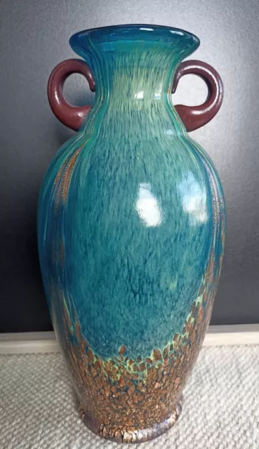 Dale Tiffany Favrile Art Glass Milano Amphora Style Blue With Copper Vase